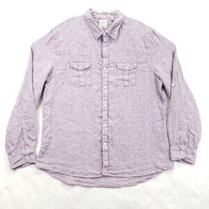 Murano Baird McNutt Shirt Mens XL Red Linen Pockets Long Sleeve Button-Up